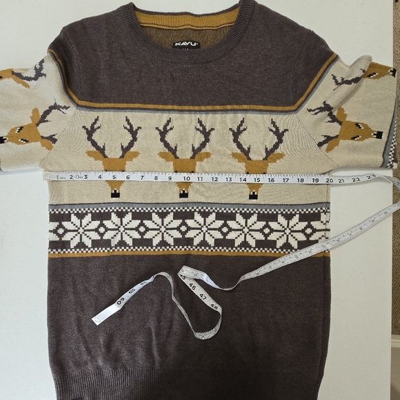 KAVU Highline Men's Sweater Oh Deer  Long Sleeve Pullover Crew Neck Medium - Picture 3 of 8